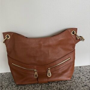 Michael Kors Jamestown Brown Leather Shoulder Bag